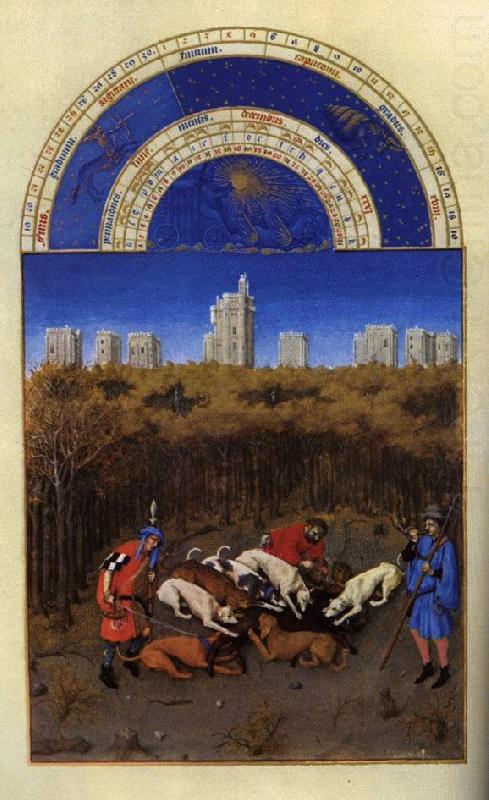 Les trs riches heures du Duc de Berry: Dcembre (December) sdg, LIMBOURG brothers